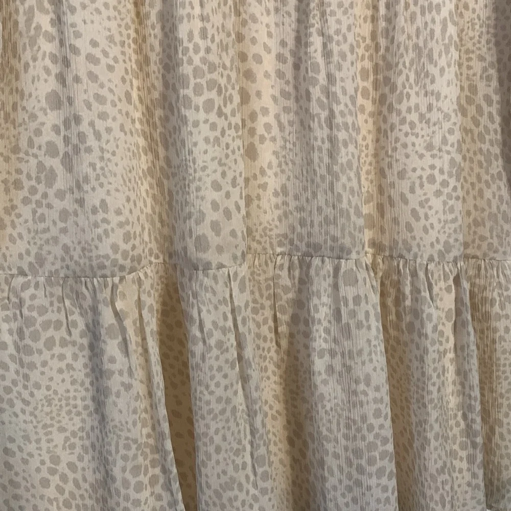 PAIGE Truett Ruffle Long Sleeve Silk Dress Cream Dress, waist tie missing - Picture 9 of 10